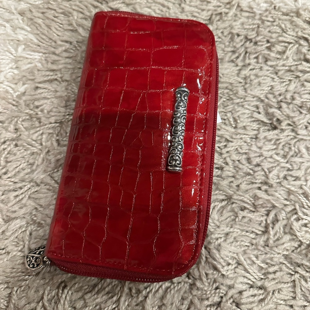 Brighton Red Embossed Crossbody Wallet